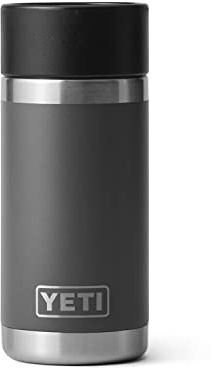 Yeti Rambler 12 oz Bottle, Stainless Steel, Vacuum Insulated, with Hot Shot Cap, Charcoal