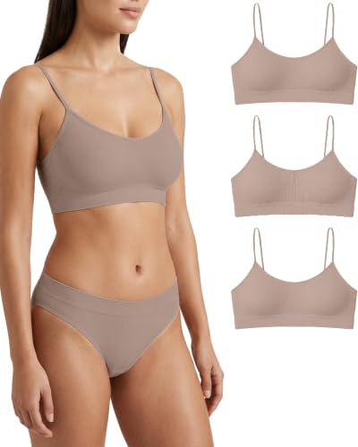Risalti Sujetador Sin Aros Hombros Estrechos 3Pzs - Bralette Mujer en Microfibra Suave, Sujetador Sin Costuras y Etiquetas, Elástico, Cómodo Diario - Made in Italy