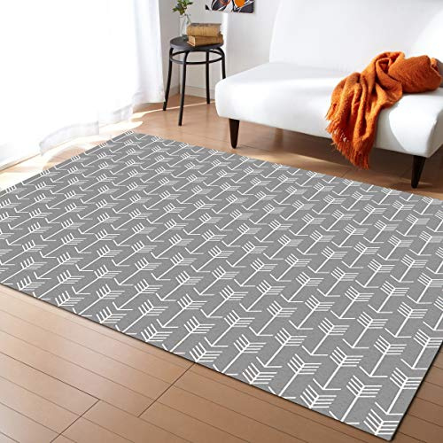 Alfombra De Dormitorio Geometría Flecha Blanca Líneas Arte Gris Atrapar Suciedad Alfombra De Piso Antibacterianas,Premium Alfombra Exterior para Pasillo Decorativa 120X160Cm