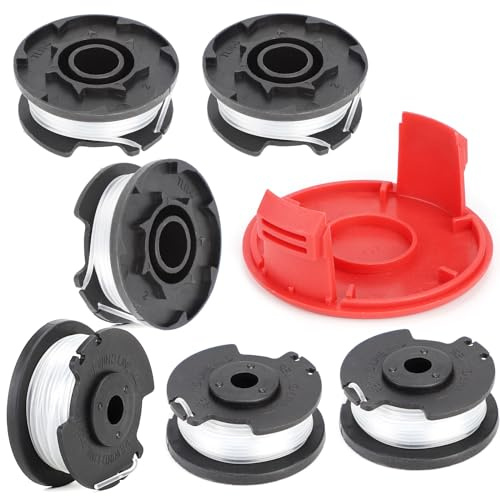 SWAWIS Hilo Desbrozadora Bobinas de Hilo Recambios Desbrozadoras Hilo Desbrozadora Accesorios para Einhell GE-CT 18/28 Li Desbrozadora Hilo de Corte (6 Carretes, 1 Tapa)