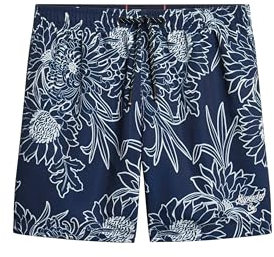 Superdry Herren 15-Zoll Badeshorts aus recyceltem Material mit Print Blau Chrysanthemen Print XL