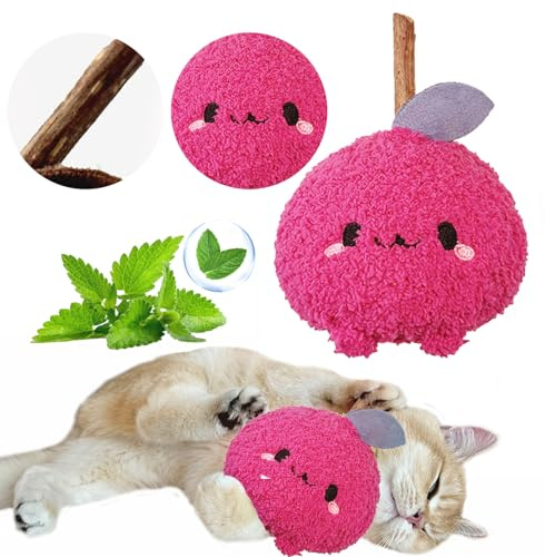Petelligent Durable and Interactive Catnip Toys Teething Silvervine Stick Cat Toys: Chewing Stick, Grinding Teeth Rod, and Chewable Cat Doll for Your Pet's Entertainment (Onion red)