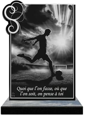 ETERNEL - Plaque Funéraire Personnalisée Cadre Ornements - Football, Foot, Sportif, Sport - Texte Personnalisable, Plaque Funéraire Gravée au Laser pour Hommage, Plaque Mortuaire, Tombale, Sépulture