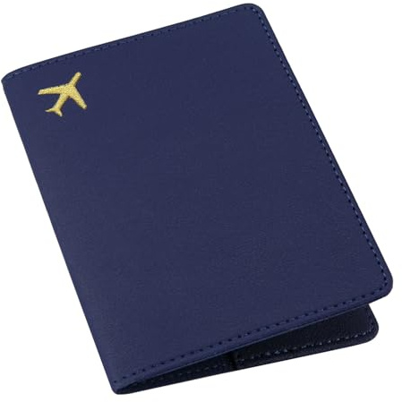 ILIYAH PU Cuir Porte-Passeport Housse pour Femmes Hommes Cartes de crédit Cartes d’embarquement Porte-Passeport de Voyage（Marine）