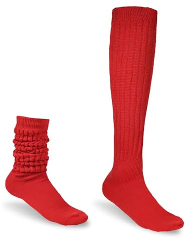 AOZUO Extra lange Trachtensocken Damen, Neon Kniestrümpfe Damen Slouch Socken Gestrickte Stiefelsocken Sportsocken Lagensocken 90 er Jahre Neon Kleidung Thermosocken 80er Jahre Outfit