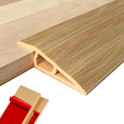 Perfil de Transición para Suelo, Perfil Transición Suelo Desnivel de, PVC Tapajuntas Suelo Adhesivo (Madera Clara, 15mm x 1m)