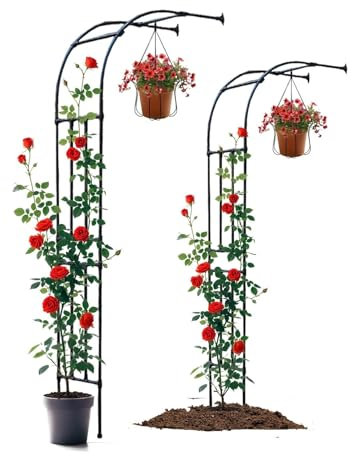 Generico Arco da Giardino per Rampicanti Pergole per Esterno Arco per Rose Metallo Mezza Parete Laterale Robusto 60x240cm 200x240cm 270x240cm Supporto Piante Antiruggine(W:120cm*H:240cm)
