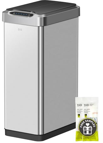 EKO Pattumiera Cucina Automatica 50L Phantom-T | Sensore Touchless Verticale | Acciaio Inox Spazzatura Antimpronta | Chiusura Silenziosa Bagno
