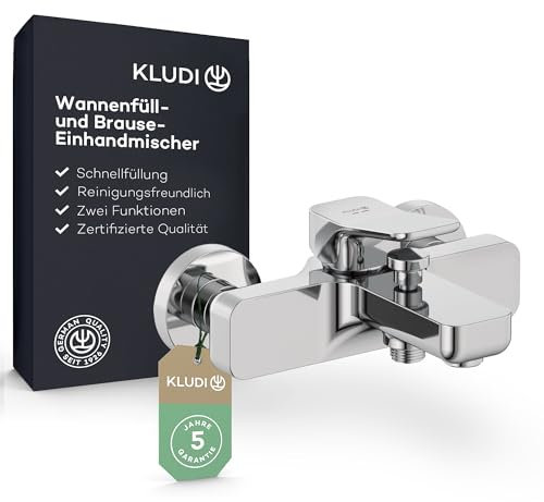 KLUDI-X3 Badewannenarmatur für 2 Verbraucher, Aufputz zur Wandmontage mit S-Anschlüssen, Wannenfüll- und Brause-Einhandmischer fürs Badezimmer, Mischbatterie in Chrom