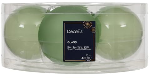 Weihnachtskugeln Glas 8cm 4 Stück - matt & glänzend transparent - Große Christbaumkugeln Weihnachtsbaumkugeln für Weihnachten - Christbaumschmuck & Weihnachtsbaumschmuck - Matchagrün transparent