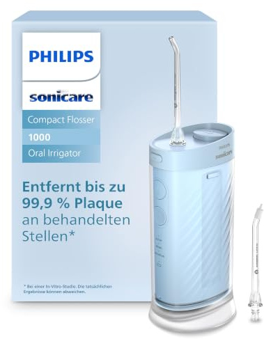 Philips Sonicare HX333/24 kompakt mundusch med 200 ml vattentank, USB-laddning, 360° munstycken, 2 ersättningsmunstycken, vibration och precisionsrengöring, HX333/24