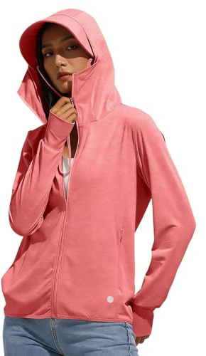 GMQWRK Chaqueta de protección solar para mujer, ligera, casual, delgada, con capucha, con visera, bolsillos con cremallera, chaqueta pequeña con cremallera completa, chaqueta con capucha para deportes