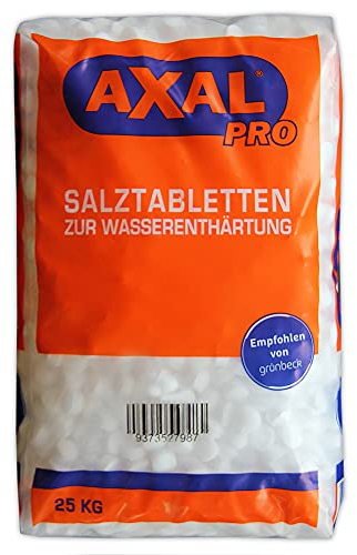 Axal Pro Pastillas de sal regeneradoras para el endurecimiento del agua, 25 kg