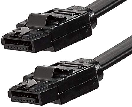 Monoprice SATA 6Gbps Straight Connector Cable with Lock Inchg Latch - 1.5 Feet - Black (10 Pack) Compatible with SATA HDD, SSD, CD Driver, CD Writer