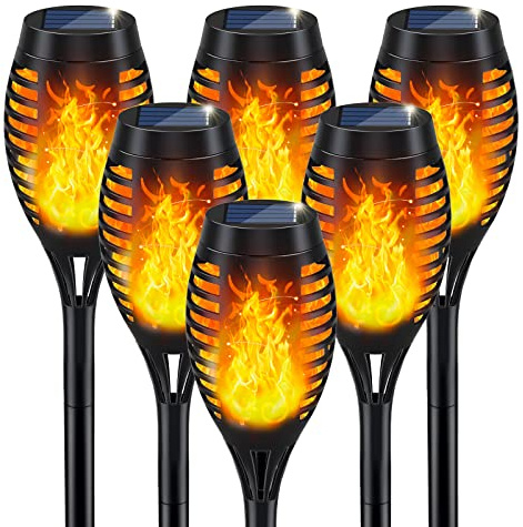 IkeeRuic Solar Lights Outdoor, Solar Torch Light with Flickering Flame for Outdoor Decor, Solar Garden Lights, Waterproof Outdoor Lighting, Flame Torches for Outside Patio Pathway Yard Decorations