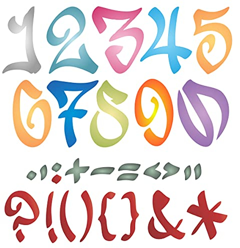 8,9 cm große Graffiti-Zahlen-Schablone, 30,5 x 30,5 cm (L) – Straßen-Graffiti-Zahlen, Satzzeichen, Straßen-Vandle-Stil, Alphabet-Buchstaben, Skript-Schablonen für Malvorlage