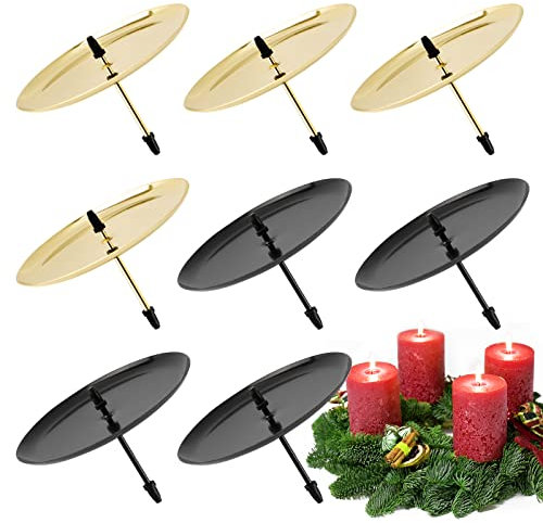 BOFUNX 8 Portavelas de Corona de Adviento Candeleros de Corona de Navidad Soportes Platos de Velas de Adviento de Metal Decoración Mesa Hogar Comedor Decorativo para Cena Navidad Boda Fiesta 8cm