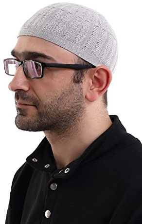 ihvan online Türkische muslimische Winter-Kufi-Hüte für Männer, Taqiya, Takke, Peci, islamische Mützen, islamische Geschenke, Standardgröße, Grau, GRAU, Einheitsgröße