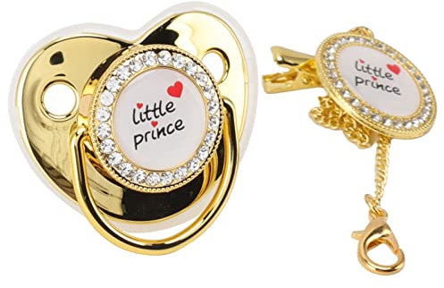 Baby-Luxus-Schnuller, Künstlicher Kristall-Bling-Schnuller, Kleiner Prinz, Goldener Bling, Neugeborener Dummy-Schnuller, Babyparty-Schnuller für 6 Bis 18 Monate Baby