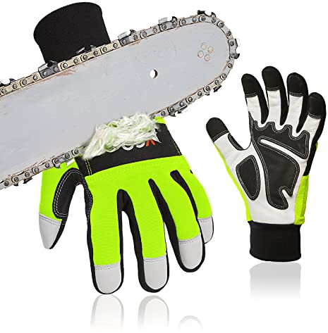 Vgo... 1paire de gants pour tronçonneuse,12 couches de protection pour tronçonneuse,sécurité des gants de travail en cuir de chèvre,gants de mécanicien(GA9767CS)