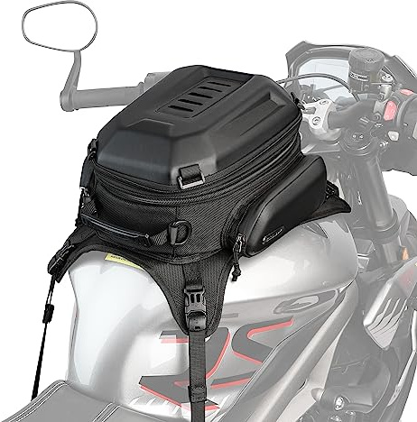 Rhinowalk Motorcycle Bag Hard Shell Waterproof Expandable 15-18L Matte Black