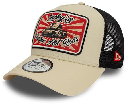 New Era Gorra de camionero de malla con marco A, color beige Hot Rod - Talla única, beige, Talla única