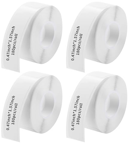 4 Rollos P15 Cinta de Etiquetas,12x40mm Etiquetas Térmicas,Etiquetas Autoadhesivas Multifuncionales, Compatible con la impresora de etiquetas P15 / D30 / Q30