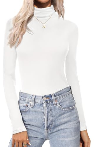 Zeagoo Camiseta Cuello Alto Mujer Manga Larga Termica Jersey Invierno Fino | Suéter Ajustado｜Camiseta Interior Cuello Vuelto｜Ideal para Casa/Día a Día/Compras/Trabajo/Fiesta｜T Shirt Elástico｜XS-XXL