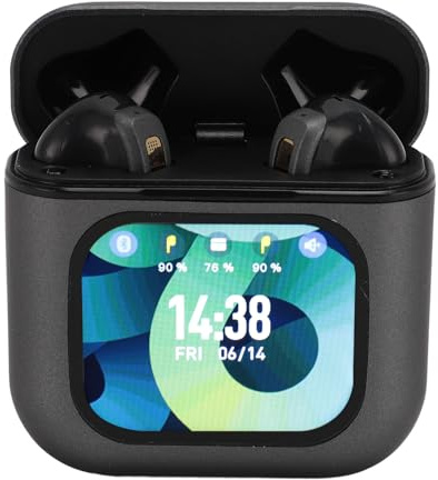 Jectse Auriculares Bluetooth, Auriculares Intrauditivos con Cancelación de Ruido y Estuche de Carga con Pantalla Táctil, Auriculares Estéreo con Graves, para Ejercicio Deportivo (Black)