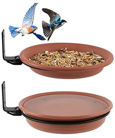 Futterschalen für Vögel Futterbaum für Vögel 4 Stück montierte Futterschale für Vögel 21 cm Kunststoff-Vogelfutterschale Wasserbadschale für die Gartendekoration im Freien (2 Schalen 2 Gestelle)
