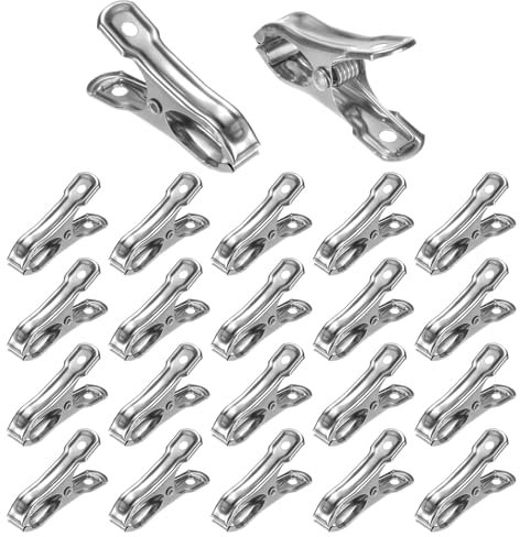 M METERXITY 100-Pack Greenhouse Clamps, Stainless Steel Greenhouse Film Clamps Shading Net Rod Clip Max Dia 2.17 Inch for Garden Net/Row Cover/Greenhouse Plastic Sheeting [Silver]