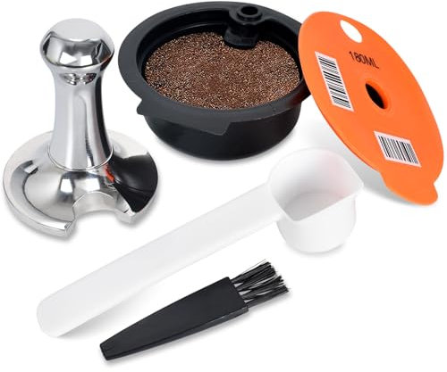 Capsula di Caffè Riutilizzabile, Cialde di Caffè Ricaricabili 180 ml, Filtro per Caffè Riutilizzabile, con Manomissione Caffe 51mm, Compatibili per la Macchina da Caffè Bosch Tassimo