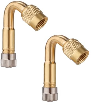 Gosknor 2pcs Tire Valve Extension, 45 Degree Tyre Schrader Valve Extension Adaptor Brass Tire Valve Stem Extenders Valve Stem Adapter for Cars Motorcycles Bicycles RV