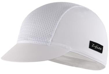 Zylioo S/M/L/XL/XXL, berretto da ciclismo con visiera, per uomini e donne, protezione solare sotto il casco, fodera per casco estivo, bianco, M-XL