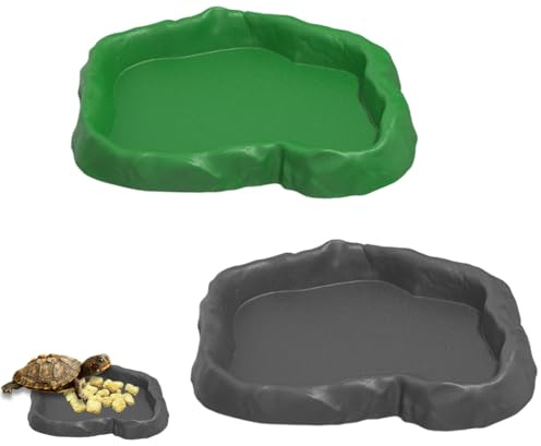 IKOPFLN 2 Pièces Bol D'Alimentation Pour Reptiles, Accessoires Pour Tortues Pour Reptiles En Feuilles, Bol à Boire Pour Maison De Tortue, Bol D'Eau Pour Reptiles Pour Tortues, LéZards, Petit