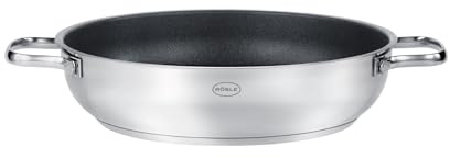 RÖSLE Serveringspanna PUREELEMENTS 28 cm, rostfritt stål, non-stick-tätning | Högkvalitativ reptålig ProResist-beläggning, lämplig för induktion, ugnssäker, diskmaskinssäker, silver