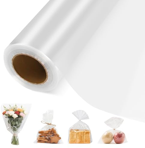alwaiiz Pellicola regalo trasparente, 30 m x 80 cm (40 cm dopo la piegatura), rotolo di carta da regalo trasparente, per bouquet, regali e confezioni di caramelle