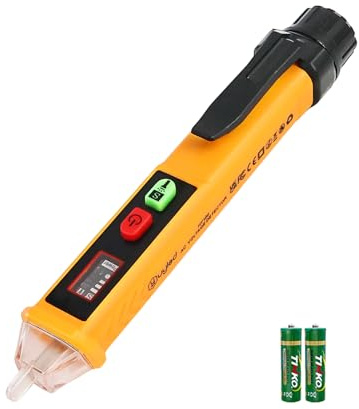 Berührungsloser Spannungsprüfer/Phasenprüfer, Uyled AC Stromprüfer berührungslos Durchgangsprüfer 12-1000V/48V-1000V, akustischer Summer und Lichtanzeige,LCD-Display, LED Signal Lampe und Taschenlampe