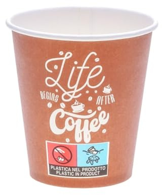 ECOPICNIC 1500 vasos de papel de 150 ml de diámetro de 70 mm, vasos desechables marrón con diseño de café para llevar para bebidas calientes, té, latte, espresso, vasos de papel para gastronomía