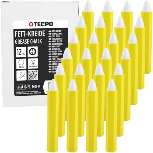 TECPO Tiza blanca para neumáticos, 24 piezas, universal, resistente al agua, resistente a las manchas, tiza grasa, alta opacidad, marcador preciso de neumáticos