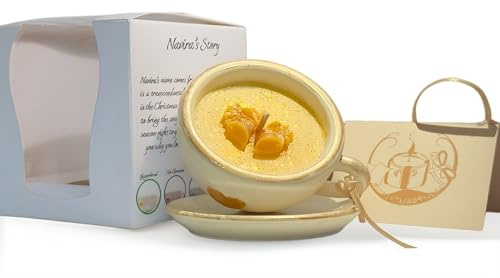 Navira Chirstmas Teacup Candle and Short Poem Gift (Gingerbread, Hot Chocolate, Mulled Wine, Winter Spices and Candy Cane Scents)