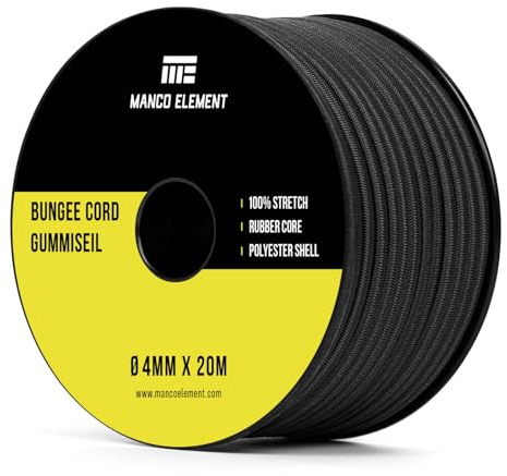 Manco Element Cuerda Elástica 4mm x 20m Cuerda Goma Elastica para Toldos