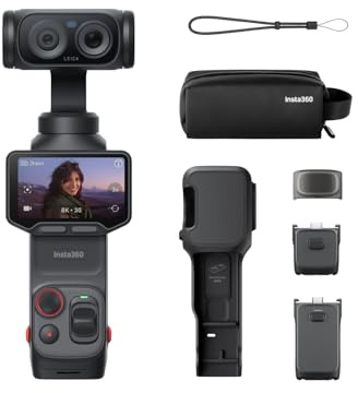Insta360 Luna Ultra Pack Endurance videokamera för 8K vlog med två Leica-objektiv, 12x zoom, 1-tums sensor, avtagbar 2-tums pekskärm, AI-trippelchip, gimbal fickkamera för vlog