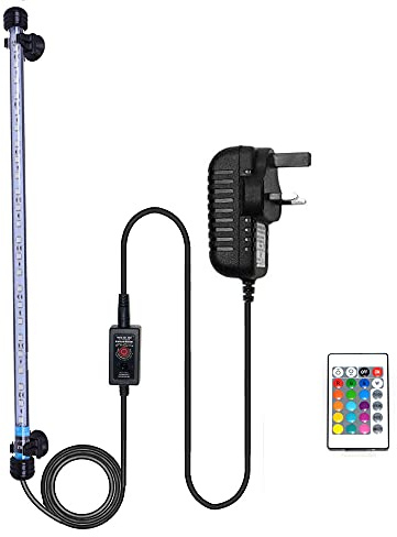VARMHUS Submersible LED Aquarium Light, 48 cm Underwater Fish Lamp Waterproof Aquarium Lighting for Fish Tank with Remote Control (RGB Color)