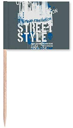 Graffiti Street Landmark Urban Art Pattern Toothpick Flags Marker Topper Party Decoration