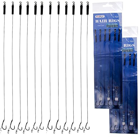 12 PCS Curve Shank Carp Hooks Fishing Hair Rigs Barbless Carp Fishing Tackle Fishing Hook for Using in Freshwater and Saltwater