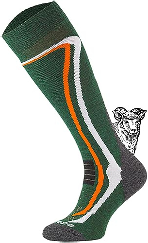 TODO Warme 50% Merino Skisocken Herren und Skisocken Damen Thermoaktiv, Atmungsaktiv 1 Paar Merino-wolle Ski Socken (1xGrün, 39-42)