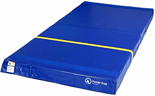 Tumbl Trak Folding Practice Mat, 5ft x 10ft x 8in, Crash Pad for Gymnastics, Cheerleading, Dance and Martial Arts (Royal Blue)