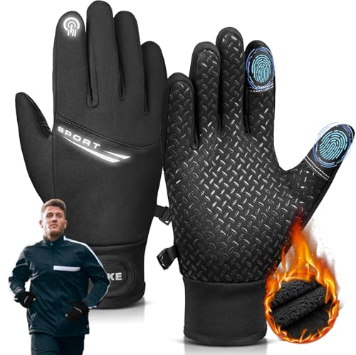 Winter Thermo Handschuhe, 2024 Neu Fahrradhandschuhe Herren Damen Anti-Rutsch Winddicht Thermo Handschuhe Wasserdichte Radsporthandschuhe Touchscreen Handschuhe für Fahrrad Ski ArbeitsLaufen Outdoor