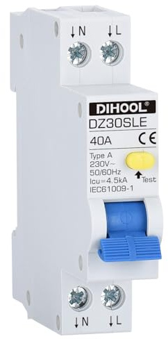 DIHOOL Type a RCBO ELCB RCD 18mm width Circuit Breaker(30mA 2 pole 40A)